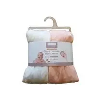 Soco Baby, Drap Housse x 2, jersey 100% coton, 60x120cm, coloris blanc et rose