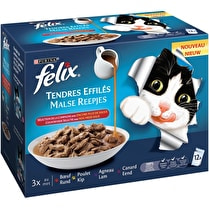 Félix, Pâtée Pour Chat Adulte Tendres Effilés En Sauce Boeuf Poulet Agneau Canard