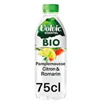 Volvic, Eau aromatisée citron pamplemousse romarin BIO