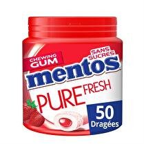 MENTOS Chewing-gums pure fresh  Fraise sans sucres  - x 50 dragés