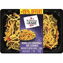 Traditions d'Asie, Nouilles chinoises aux légumes - 400 g + 60 g offert