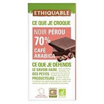 ETHIQUABLE Chocolat noir Pérou BIO 70 % café arabica