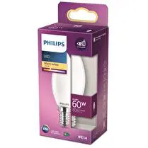 Philips, Ampoule led flamme classic 60w E14 ww B35 non dimable 14g
