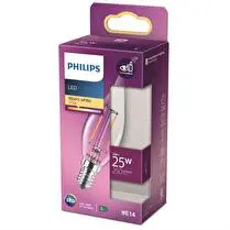 Philips, Ampoule flamme coupe de vent LED classic 25W BA35E14WW claire non dimmable  x1