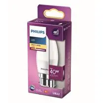 Philips, Ampoule led flamme b22 40w blanc chaud dépolie