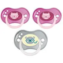 Tigex, Sucettes silicone x3 jour / nuit réversible - 6/18mois fille