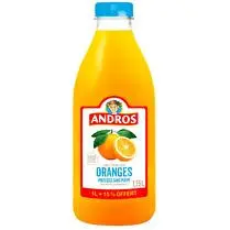 Andros, Jus d'oranges pressées sans pulpe 1 l + 15% offert