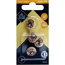 STYLE COUTURE, Bouton Ourson Bois 13Mmx4