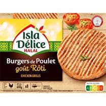 ISLA DÉLICE Burgers de poulet goût rôti halal x 8