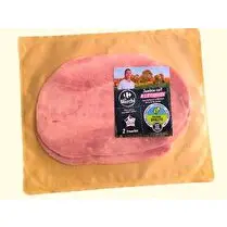 Filière Qualité Carrefour, Jambon cuit supérieur torchon 2 tranches sans couenne à l'étouffée