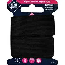 STYLE COUTURE, Elastique Semi Rigide Noir 25Mm