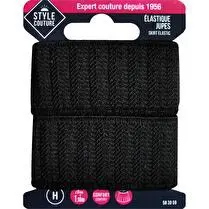 STYLE COUTURE, Elastique Gros Grain Noir 28Mm
