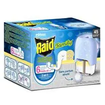 Raid, Diffuseur électrique liquide répulsifs moustiques & moustiques tigres sans parfum ajouté 45 nuits