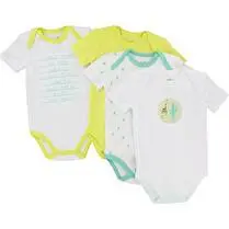 Influx, Body manches courtes x4 Garçon Cactus, coloris Blanc/ Jaune/ Vert, 6 mois