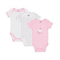 INFLUX Body manches courtes x3 Fille Poisson, coloris Blanc/ Rose, 3 mois