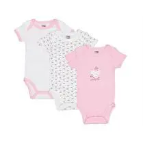 Influx, Body manches courtes x3 Fille Poisson, coloris Blanc/ Rose, 12 mois