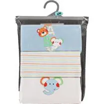 Influx, Body Manches longues x 3 Garçon Baby Animaux, coloris Blanc/ Bleu, 18 mois