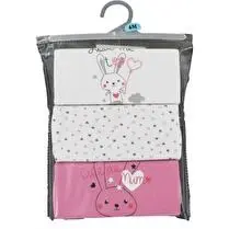 Influx, Body Manches longues x 3 Fille Lapin Love, coloris Blanc/ Fuchsia, 9 mois