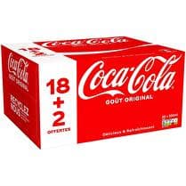 COCA-COLA Soda au cola   Goût original   18 plus 2 boîtes offertes