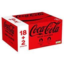 COCA-COLA Soda au cola  Sans sucres   18 plus 2 boîtes offertes