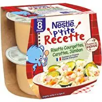 Nestlé, P'tite recette, risotto courgettes carottes, jambon dès 8 mois