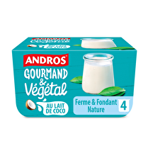 Andros, Dessert végétal ferme et fondant nature au lait de coco