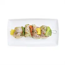 Votre poissonnier propose, Brochette de lieu noir marinade ail et fines herbes