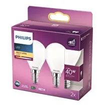 Philips, Ampoules led classic 40W P45 E14 blanc chaud FR non dimable RF x 2