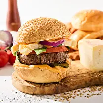 Votre boucher propose, Produit élaboré : Cheeseburger Maroilles Pain Cora