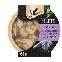 Sheba, Filets au poulet, aux crevettes et aux poissons de l'océan pour chat