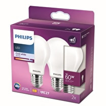 Philips, Ampoules led classic 60W A60 E27 blanc froid FR non dimable 2SRT6 x 2