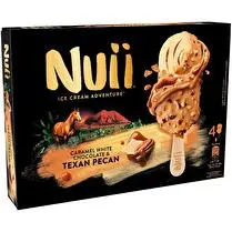 Nuii, Bâtonnets caramel chocolat blanc et pecan