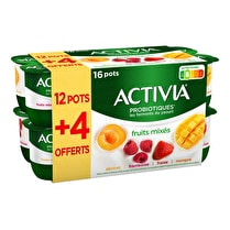 Activia, Yaourt bifidus aux fruits Aux fruits mixés panachés - 12 x 125 g + 4 offerts