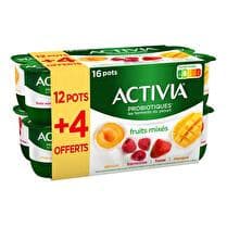 ACTIVIA Yaourt bifidus aux fruits  Aux fruits mixés panachés  - 12 x 125 g + 4 offerts