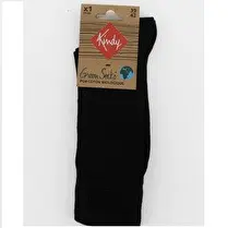 Kindy, Mi chaussette Jersey unie pur coton bio, noir, 39/42