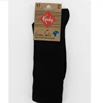 Kindy, Mi chaussette Jersey unie pur coton bio, noir, 43/46
