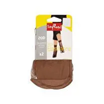 Influx, Socquettes voile Elasthanne x2, Fauve, TU