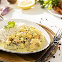 Votre poissonnier propose, Crevettes curry coco