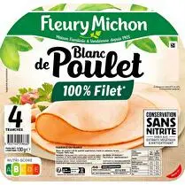 Fleury michon, Blanc de poulet 100 % filet conservation sans nitrite 4 tranches