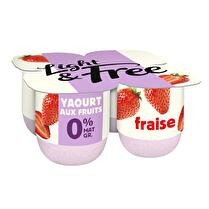 LIGHT & FREE Yaourt fraise 0 % MG