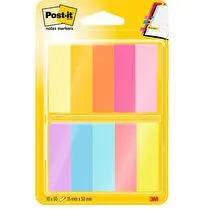 Post-it, Marque-pages papier - 10 blocs de 50 feuilles couleurs assorties