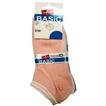 Influx, Socquettes invisbles x 3 avec liseret, rose/blanc/gris, 37/41