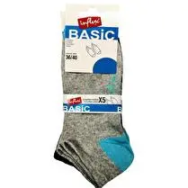 Influx, Socquettes invisibles Sport x 5, gris chiné / marine / blanc, 31/35