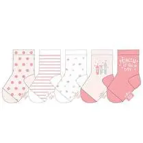 Influx, Mi Chaussettes fantaisies x 5 Bébé Fille, Rose blanc princesse, 21/23