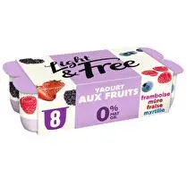 Light & free, Yaourt fruits rouges 0 % MG