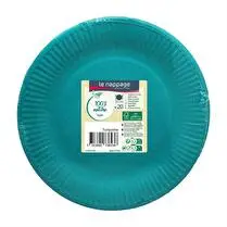 Le nappage, Assiettes carton rondes turquoise 23cm