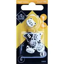 STYLE COUTURE, Bouton Chat Blanc 15Mmx6