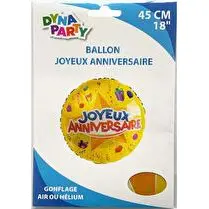Dyna Party, Ballon imprimé joyeux anniversaire 45 cm