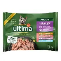 Ultima, Sachets repas chat stérilisé poulet dinde saumon et truite