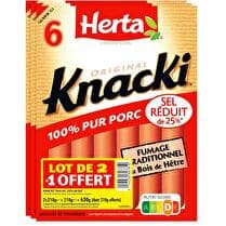 HERTA Knacki Original - 25% de sel - Lot de 2 x 6 + 1 paquet offert soit 630 g